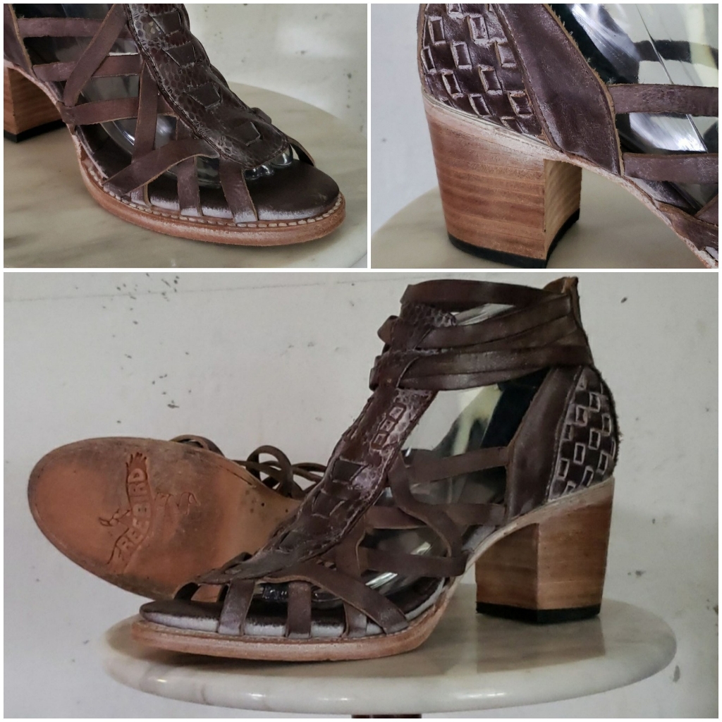 Freebird By Stevenwomen's Penny Leather Heeled Sandal Brown Size 10